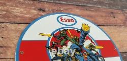 Vintage Esso Gasoline Porcelain Gi Joe American Soldier Gas Service Station Sign