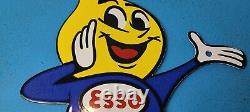 Vintage Esso Gasoline Porcelain Happy Motoring Service Station Pump Plate Sign
