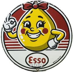 Vintage Esso Gasoline Porcelain Sign Gas Station Pump Plate Motor Oil Service