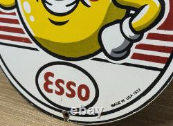 Vintage Esso Gasoline Porcelain Sign Gas Station Pump Plate Motor Oil Service