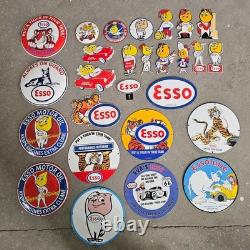 Vintage Esso On Guard 1962 Old Us Gasoline Oil Gas Pump Enamel Porcelain Sign