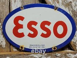 Vintage Esso Porcelain Sign 1957 Old 12 Gas Pump Plate Car Oil Service Station