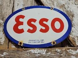Vintage Esso Porcelain Sign 1957 Old 12 Gas Pump Plate Car Oil Service Station