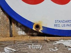 Vintage Esso Porcelain Sign 1957 Old 12 Gas Pump Plate Car Oil Service Station
