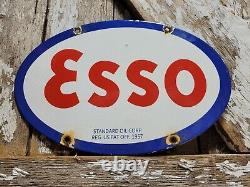 Vintage Esso Porcelain Sign 1957 Old 12 Gas Pump Plate Car Oil Service Station