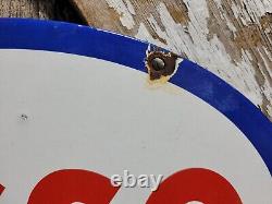 Vintage Esso Porcelain Sign 1957 Old 12 Gas Pump Plate Car Oil Service Station