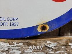 Vintage Esso Porcelain Sign 1957 Old 12 Gas Pump Plate Car Oil Service Station