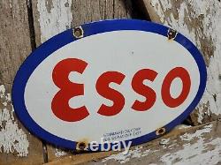 Vintage Esso Porcelain Sign 1957 Old 12 Gas Pump Plate Car Oil Service Station