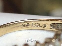 Vintage Estate 10k Gold Emerald Diamond Ring Designer Signed Lgl Vip Engagement