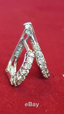 Vintage Estate 10k Gold Hoop Genuine Natural Diamond Earrings Designer Signed Ar