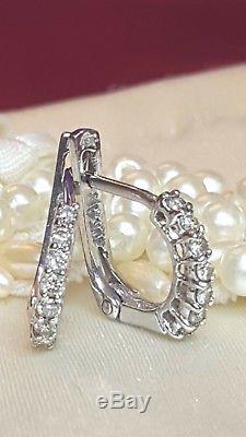 Vintage Estate 10k Gold Hoop Genuine Natural Diamond Earrings Designer Signed Ar