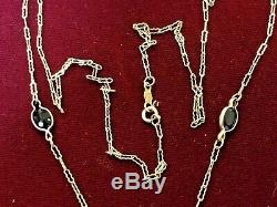 Vintage Estate 10k Gold Natural Blue Sapphire Necklace Signed CID Lariat