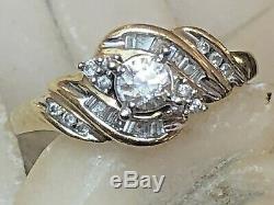 Vintage Estate 10k Gold Natural Diamond Engagement Ring Wedding Signed Lsc