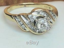 Vintage Estate 10k Gold Natural Diamond Engagement Ring Wedding Signed Lsc