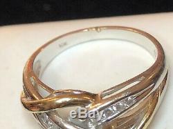 Vintage Estate 10k Gold Natural Diamond Ring Band Anniversary Braided Signed