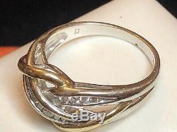 Vintage Estate 10k Gold Natural Diamond Ring Band Anniversary Braided Signed