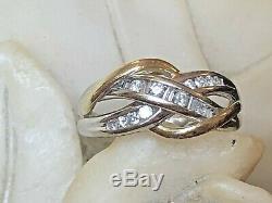 Vintage Estate 10k Gold Natural Diamond Ring Band Anniversary Braided Signed