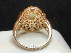 Vintage Estate 10k Gold Natural Opal & Diamond Ring Engagement Signed Jcr