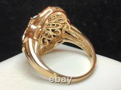 Vintage Estate 10k Gold Natural Opal & Diamond Ring Engagement Signed Jcr