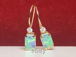 Vintage Estate 10k Gold Opal Earrings French Wire Designer Signed P