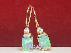 Vintage Estate 10k Gold Opal Earrings French Wire Designer Signed P