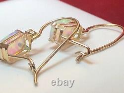 Vintage Estate 10k Gold Opal Earrings French Wire Designer Signed P