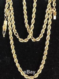 Vintage Estate 10k Solid Gold Necklace Rope Chain Designer Signed Ma Rope Tm