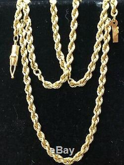 Vintage Estate 10k Solid Gold Necklace Rope Chain Designer Signed Ma Rope Tm