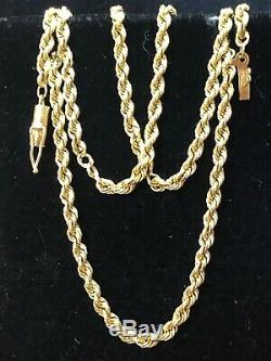 Vintage Estate 10k Solid Gold Necklace Rope Chain Designer Signed Ma Rope Tm