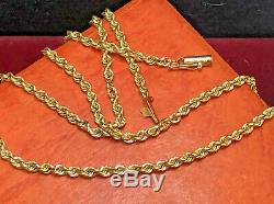 Vintage Estate 10k Solid Gold Necklace Rope Chain Designer Signed Ma Rope Tm