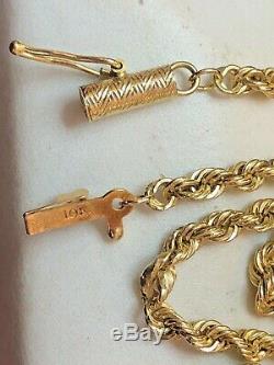 Vintage Estate 10k Solid Gold Necklace Rope Chain Designer Signed Ma Rope Tm