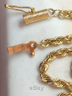 Vintage Estate 10k Solid Gold Necklace Rope Chain Designer Signed Ma Rope Tm