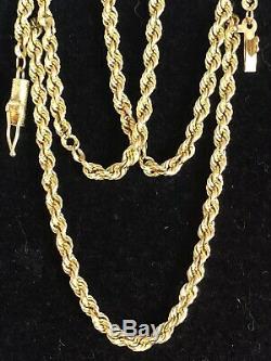 Vintage Estate 10k Solid Gold Necklace Rope Chain Designer Signed Ma Rope Tm