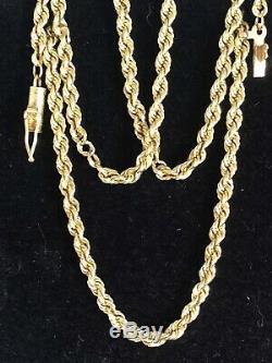 Vintage Estate 10k Solid Gold Necklace Rope Chain Designer Signed Ma Rope Tm