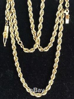 Vintage Estate 10k Solid Gold Necklace Rope Chain Designer Signed Ma Rope Tm