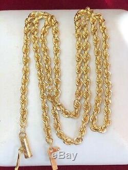 Vintage Estate 10k Solid Gold Necklace Rope Chain Designer Signed Ma Rope Tm