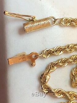 Vintage Estate 10k Solid Gold Necklace Rope Chain Designer Signed Ma Rope Tm
