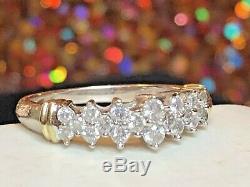 Vintage Estate 10k White Gold Natural Diamond Band Wedding Ring Signed Sk9
