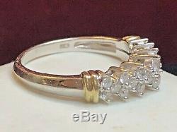 Vintage Estate 10k White Gold Natural Diamond Band Wedding Ring Signed Sk9
