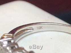 Vintage Estate 10k White Gold Natural Diamond Band Wedding Ring Signed Sk9