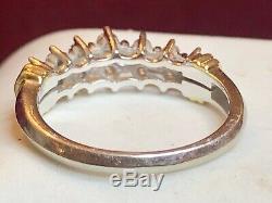 Vintage Estate 10k White Gold Natural Diamond Band Wedding Ring Signed Sk9