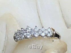 Vintage Estate 10k White Gold Natural Diamond Band Wedding Ring Signed Sk9