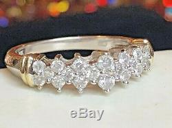 Vintage Estate 10k White Gold Natural Diamond Band Wedding Ring Signed Sk9