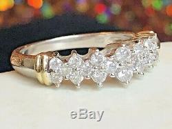 Vintage Estate 10k White Gold Natural Diamond Band Wedding Ring Signed Sk9