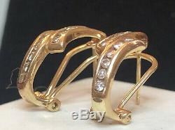 Vintage Estate 10k Yellow Gold Natural Diamond Earrings Omega Backs Signed P