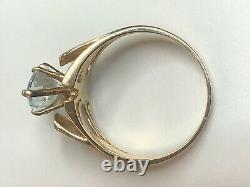 Vintage Estate 14k Gold Aquamarine Ring Marquise Gemstone Designer Signed Rjc