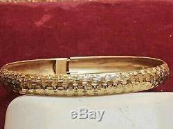 Vintage Estate 14k Gold Bangle Bracelet Hammered Designer Signed Hod Etched