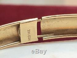 Vintage Estate 14k Gold Bangle Bracelet Hammered Designer Signed Hod Etched