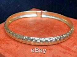 Vintage Estate 14k Gold Bangle Bracelet Hammered Designer Signed Hod Etched