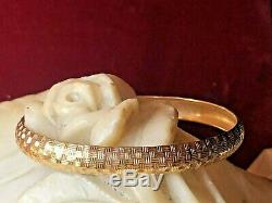 Vintage Estate 14k Gold Bangle Bracelet Hammered Designer Signed Hod Etched